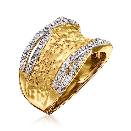 Ross-Simons 0.13 Ct. T.w. Diamond Hammered Ring In Sterling #TOP2
