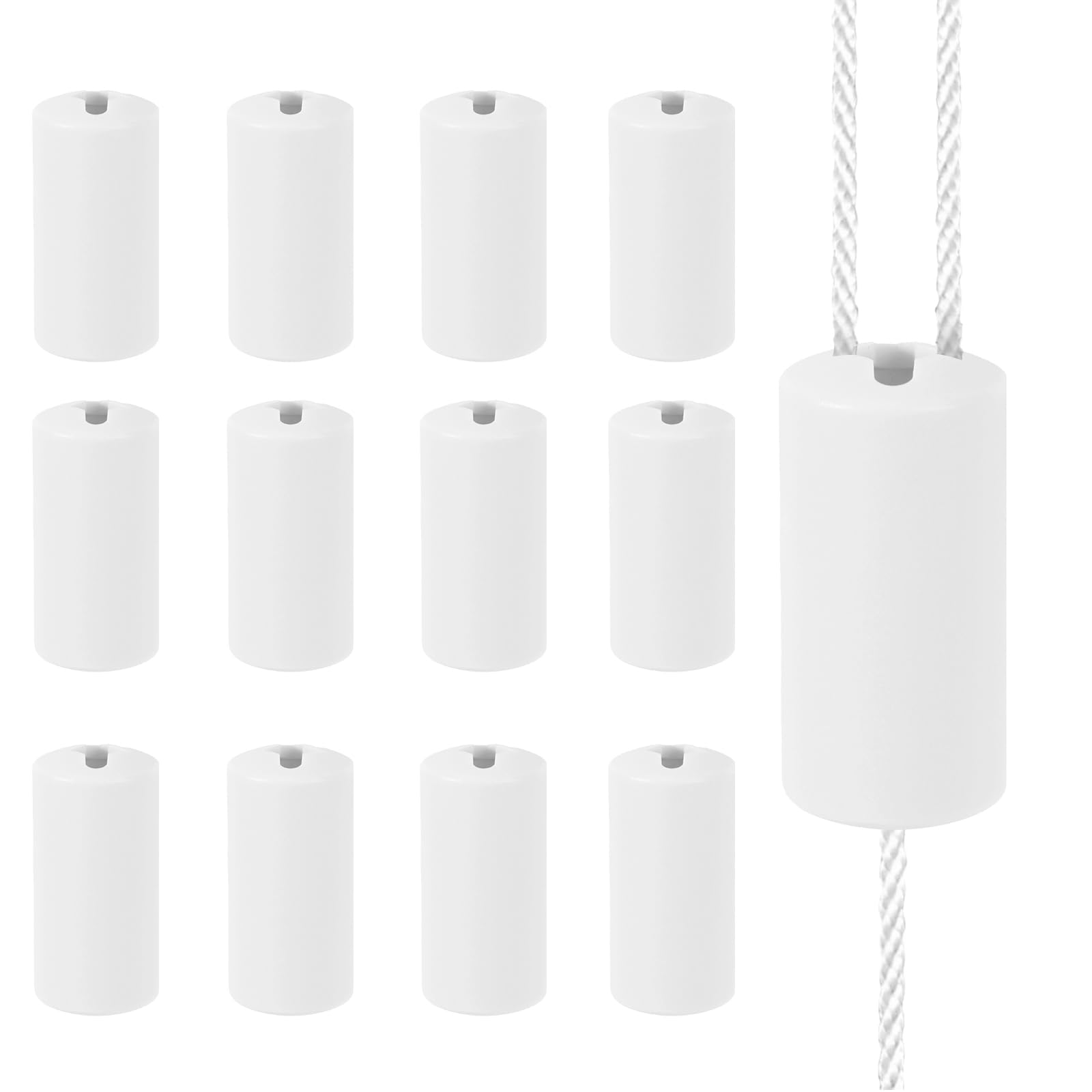 Goktvai 12pcs Blind Pull Cord Knobs, ABS Plastic Durable Breakaway Cord Condenser Pull End Tassel Practical Blind Accessories Parts Supplies Suitable for Office Home School Restaurant (White)