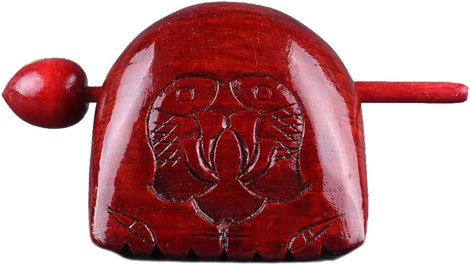 Hand Percussion Muyu Temple Block, Wooden Drum And Mallet Meditation Instrument, Camphor Wood Antique Carving Ornaments, Meditation Tools, Buddhist Wooden Fish Monk Percussion ( Color : Red , Size : 1