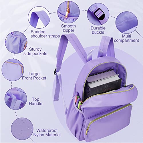 Cunno 4 Pcs Nylon Backpack Kids Bulk Toddler School Bookbag for Girl Boy Plain Waterproof Preppy Backpack Travel for Student(Blue,Pink,Green,Purple)4