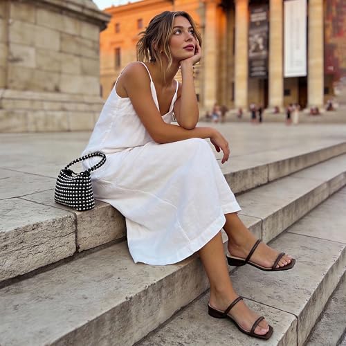 Image of Modatope Square Open Toe Heeled Sandals Women Two Strap Chunky Heel Sandals for Women Low Block Heel Sandal Dressy