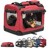 lionto Transportín para Perros Bolsa transportín para Perros Transportín Plegable Autobox Bolsa para Animales pequeños, (S) 50x34x36 cm Rojo