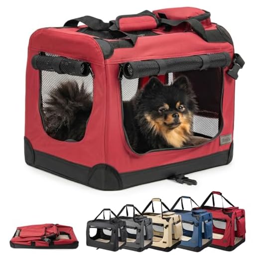 dibea TB10050, Borsa Trasportino per cani, Scatola pieghevole per animali, Rosso, (S) 50x34x36 cm