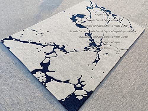 Image of Cracks Carpet for Living Room Size 6x8 Feet (180x240 cm) Color Ivory Blue