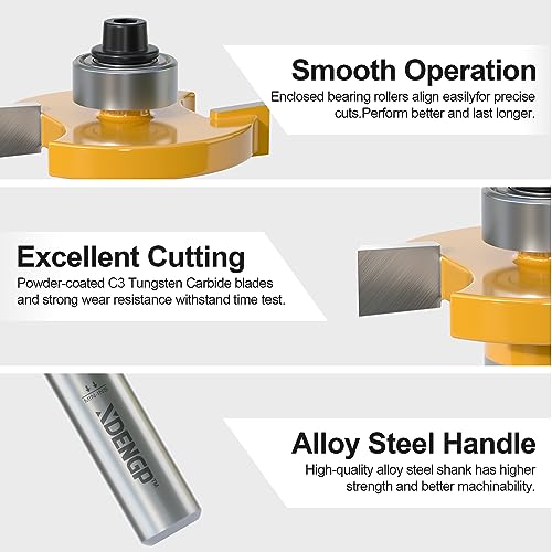 Image of Rabbet Router Bit Set 1 /2 Shank, Rabbeting Router Bits 1pcs with 6 Bearings for Interchangeable and Adjustable Multi Depths Cutter 1 /8 inch, 1 /4 inch, 5 /16 inch, 3 /8 inch, 7 /16 inch, 1 /2 inch