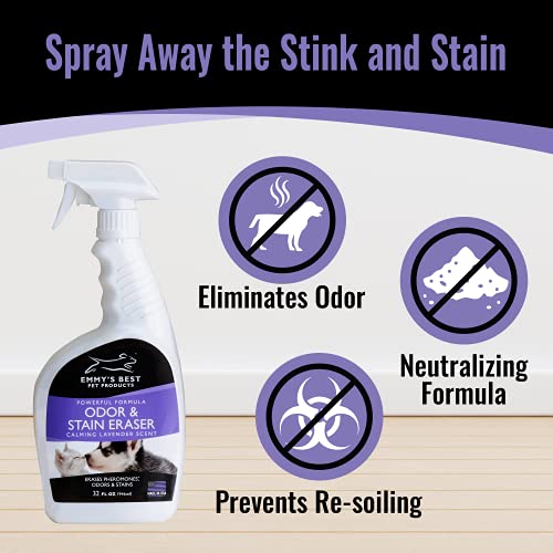 Image of Pet Odor & Stain Eraser - Urine Enzyme Carpet Cleaner, Lavender, 32 oz | Eliminates Odors at the Source - enzymes lift dog & cat urine from carpets, rugs & upholstery for a fresh lavender finish