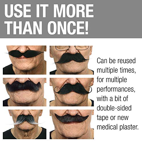 Mustaches Self Adhesive Fake Mustache Mix, Novelty, False Facial Hair Value Pack (6Pcs.) #TOP4