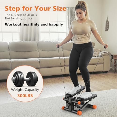 Image of OLIXIS Stepper Machine with Resistance Bands - Mini Stair Stepper for Home Exercise, Portable Weight Loss & Full Body Workout Equipment