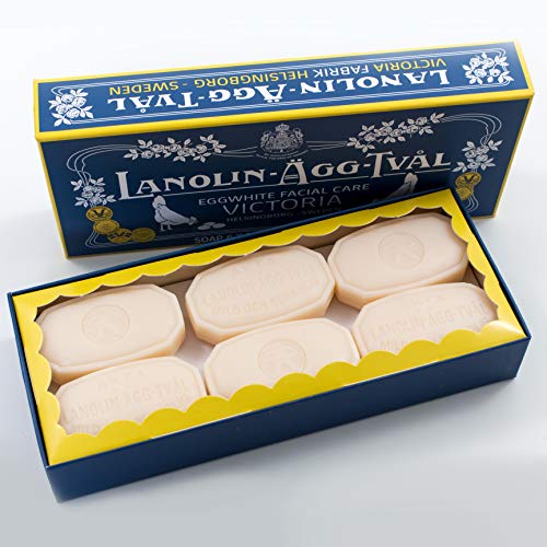 Image of VICTORIA Lanolin Agg Tval Egg White Face Soap Bar for Women, Facial Care Cleanser, 6 x 1.7 Ounce