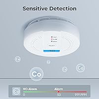 Vista 2 de Detectores de monóxido de carbono, detector de CO operado con batería con sensor sensible, pantalla digital y advertencia de sonido, detector