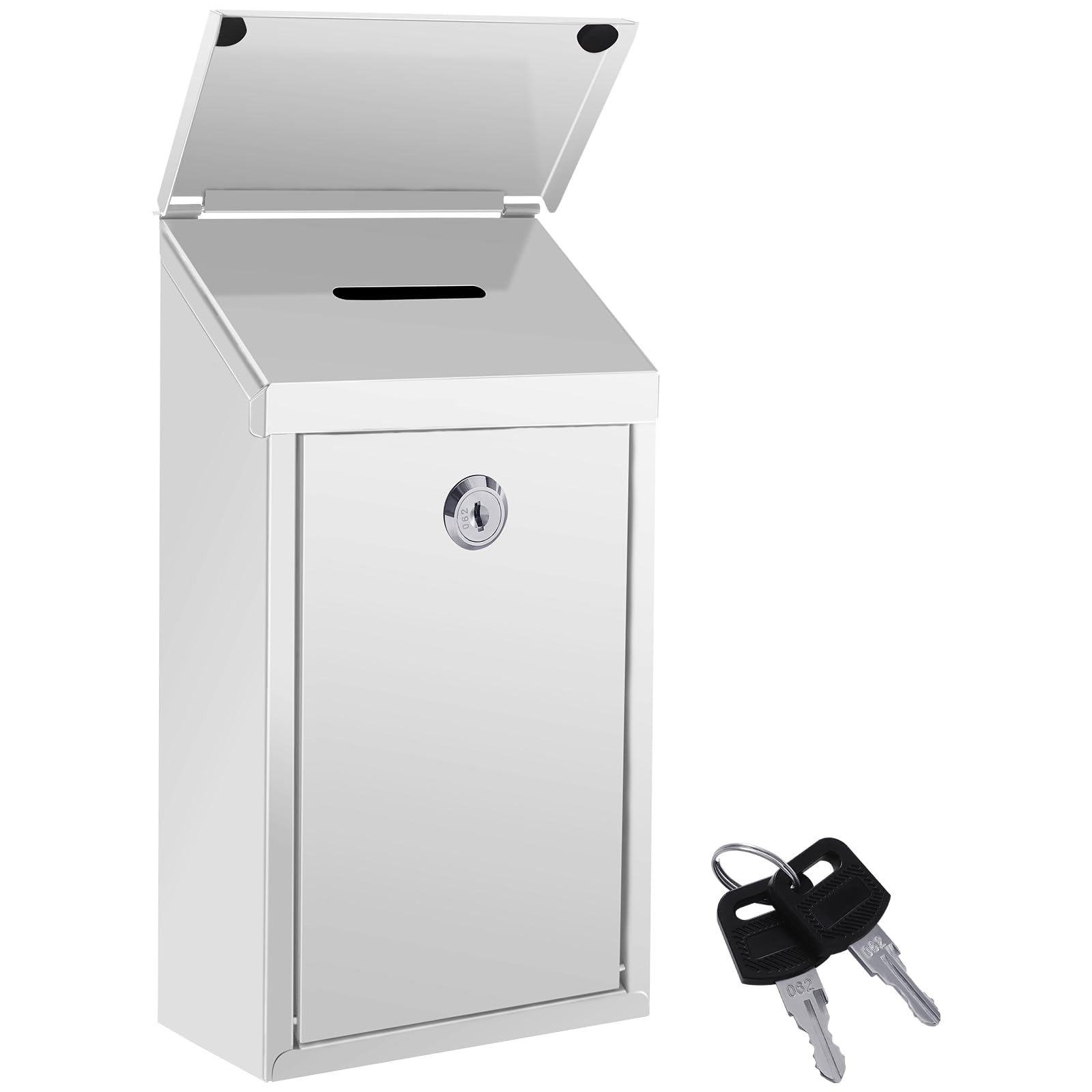 Metal Donation Box Locking Suggestion Box with Slot and Lock with Key Wall Mounted Mailbox Waterproof Charity Collection Box Secure Drop Box for Cash