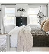 TWOPAGES 52 W x 96 L inch Pinch Pleated Curtain Blackout Linen Drapery for Bedroom Living Room Th...