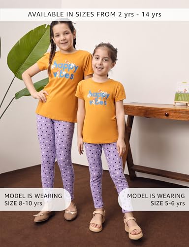 Image of Amazon Brand - Symbol Girl's Cotton Ribbed Stretchable Leggings | Ankle Length | Aged 2-14 Years