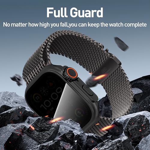 Diruite Case for Apple Watch Series 11/10 46mm Screen Protector Anti-Spy,Tempered Glass Unique Design Hard PC Ultrathin Cover,Black(Privacy),46MM - Image 2