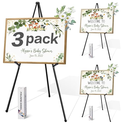 VAIIGO Lot de 3 Chevalets d'Exposition, Chevalet à Trépied Instantané pour Mariage, Affiche Publicitaire, Présentation de Toile et Peinture - Idéal pour...