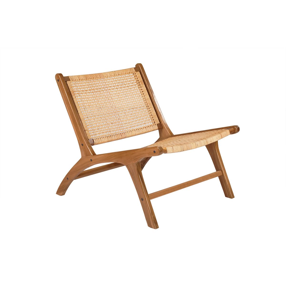 Miliboo Fauteuil Ethnique en Bois Teck Massif et cannage en rotin Naturel HAMMA