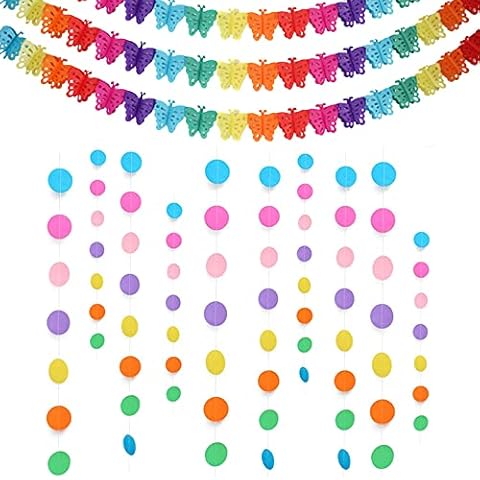 Gotetiso 8 Piezas Carnaval Decoracion Guirnalda de Papel Mariposa de Colores Cover