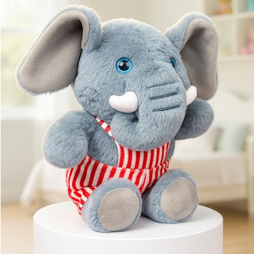 Image of Babique Dangri Elephant Stuffed Plush Animal | Teddy Bear Soft Toy |Ideal for Birthdays & Special Occasions Girls /Boys, Baby Kids -(Grey, 38Cm)