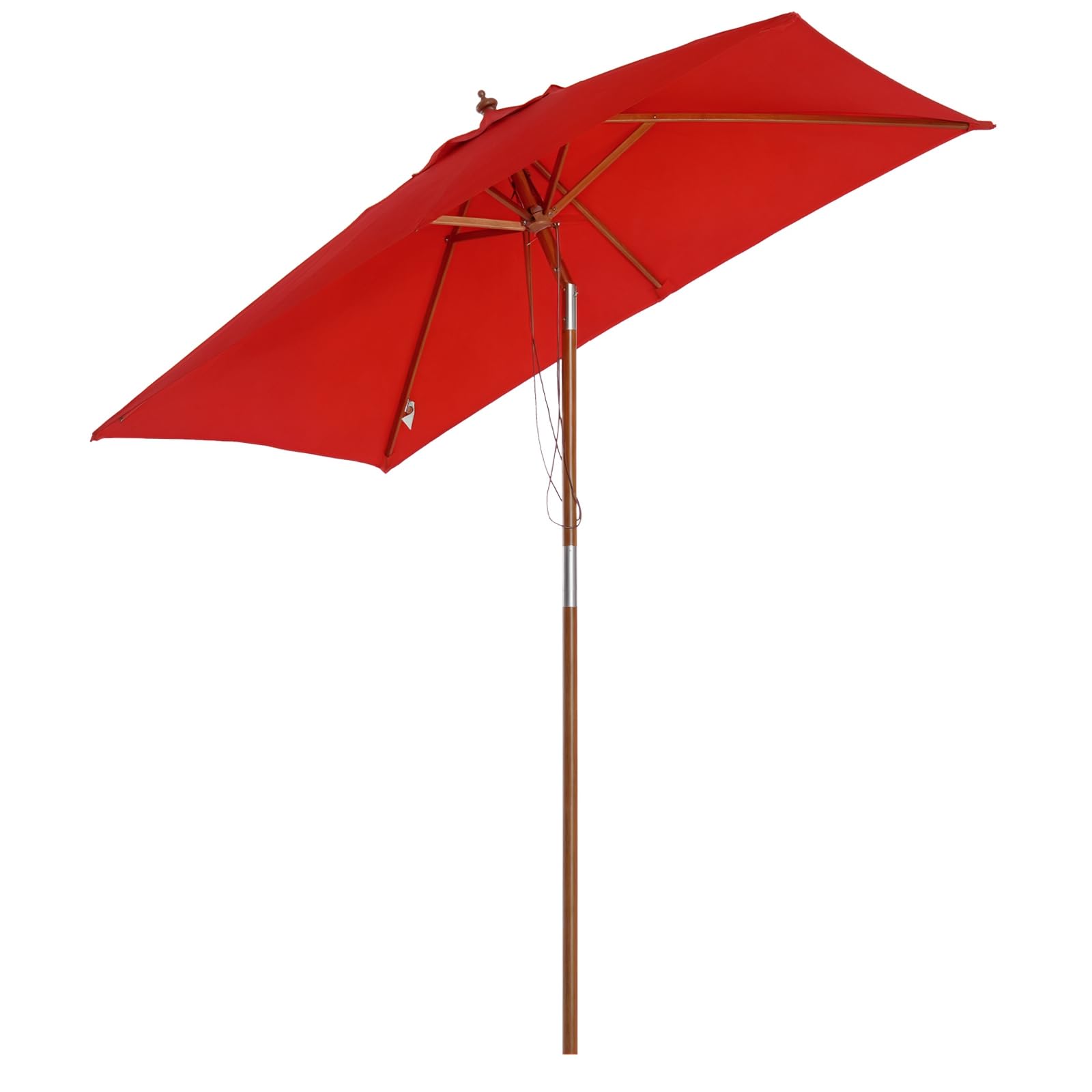 Outsunny Parasol de jardin extérieur Parasol rectangulaire inclinable bois polyester haute densité 2L x 1,​5l x 2,​3H m rouge