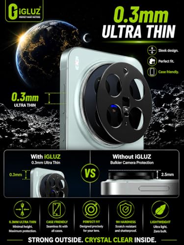 Image of iGluz Compatible with Vivo X300 Pro Camera Lens Protector (1 Pack) | Premium 9H Tempered Glass Camera Guard | Ultra Clear HD | Scratch Resistant | Case Friendly Fit | Bubble Free Easy Installation