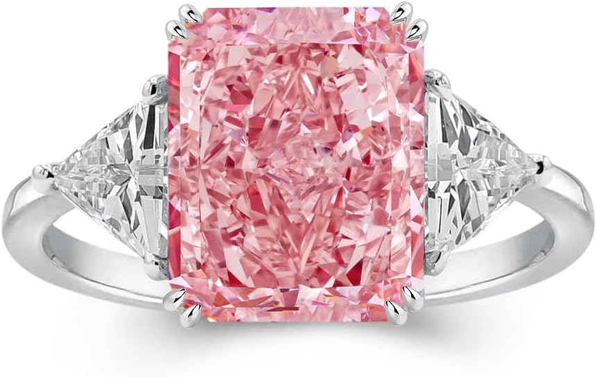 Pink Carat Fake Diamond Ring Fancy Pink Diamond Stone Engagement