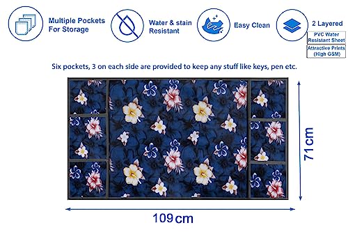 Image of Stylista Refridgerator top Cover Suitable for Samsung RR21C2F25HS /HL, 189 Liter Fridge, Dimension (WXD) 71x109 CM, Floral Pattern Blue