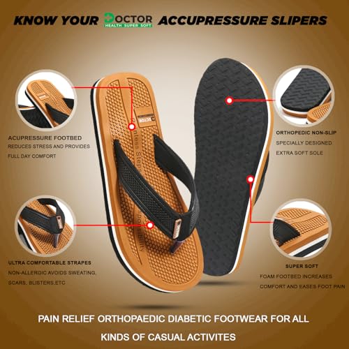 Image of DOCTOR HEALTH SUPER SOFT Men's Acupressure Slippers | Flip-Flops | Men's & Boy's Slippers | Comfortable & Lightweight | Soft Foot Massager | All Day Wear Acupressure Slipper