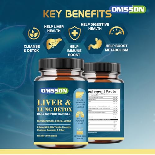 Image of Liver Detox Supplement & Lung Detox Daily Support With Milk Thistle and Curcumin For Fatty liver 60 Capsules (Pack of 2)