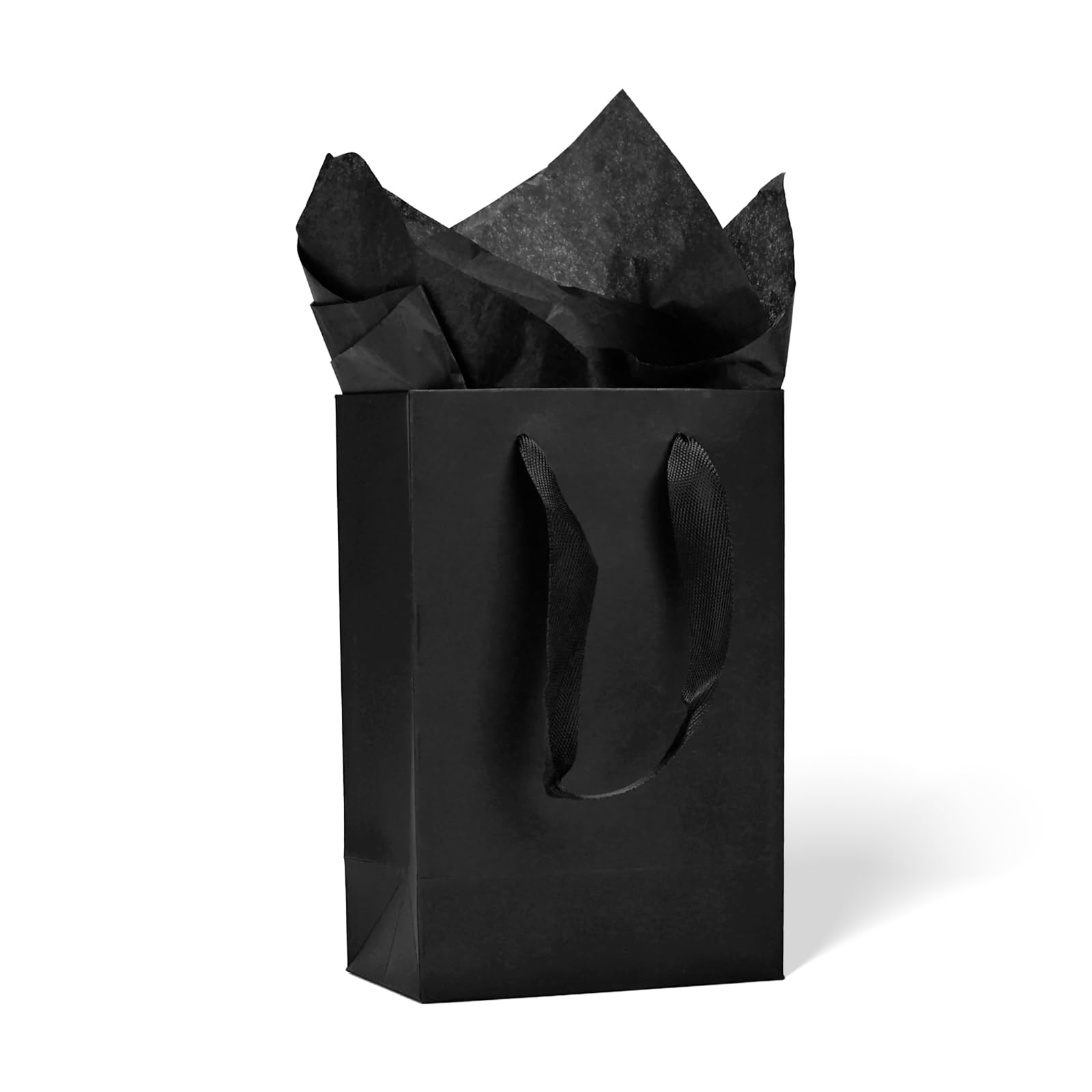 Aosric Small Black Gift Bags with Tissue Paper, 30 Pack 13x8x20cm Reusable Goodie Bag for Christmas Gifts, Wedding, Baby Shower, Birthday Party Favor, Return Gifts, Shopping, and Retail Use