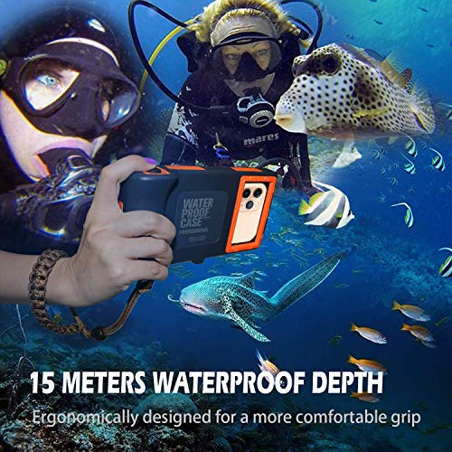 Willbox Professional [15M/50Ft] Diving Surfing Swimming Snorkeling Photo Video Waterproof Protective Case Underwater Housing For Galaxy And Iphone Series Smartphones With Lanyard (Orange) #TOP4