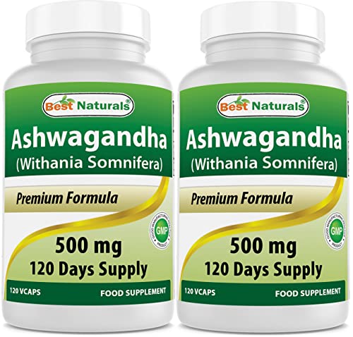 Best Naturals Ashwagandha 500 mg 120 Capsules (120 Count (Pack of 2))