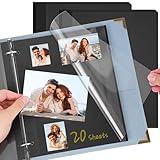 Vienrose 9x11 Inch Black Self Adhesive Photo Album Refill Pages, Fits 3 Ring & D Ring Binders, Acid-Free Waterproof Scrapbook Inserts for 4x6 5x7 8x10 Photo Storage, 20 Sheets 40 Pages