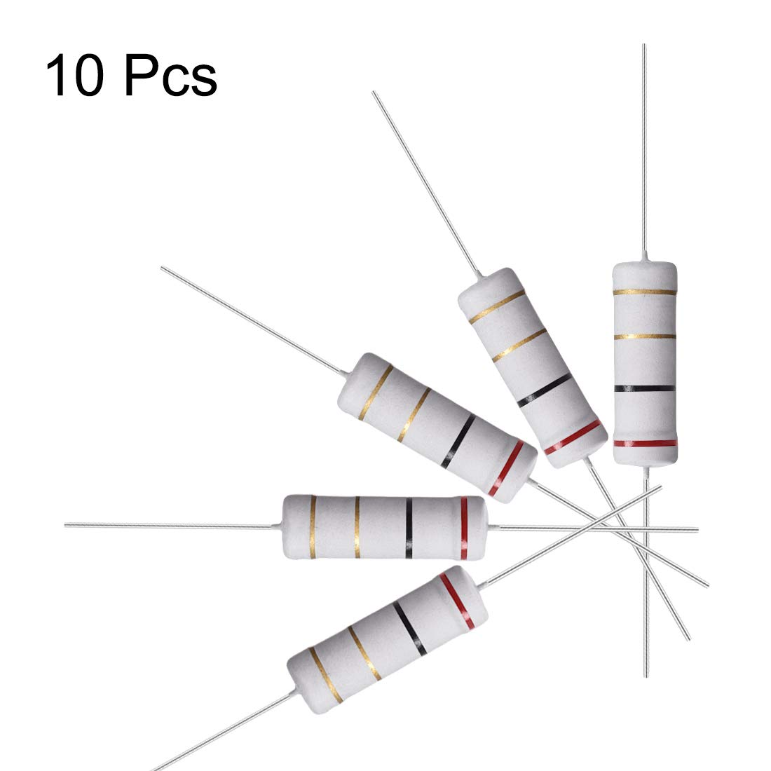 sourcing map 10 resistenze da 2 Ohm, 5 W 5% di tolleranza di ossido di metallo, piombo, a prova di fiamma per progetti elettronici fai da te ed esperimenti