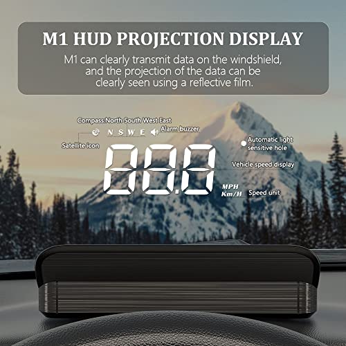 Awolimei M1 White Windshield Projection Heads Up Display, Digital Gps Speedometer With Speed, Travel Direction Function, Ect. Suitable For All Vehicles (M1 White) #TOP1