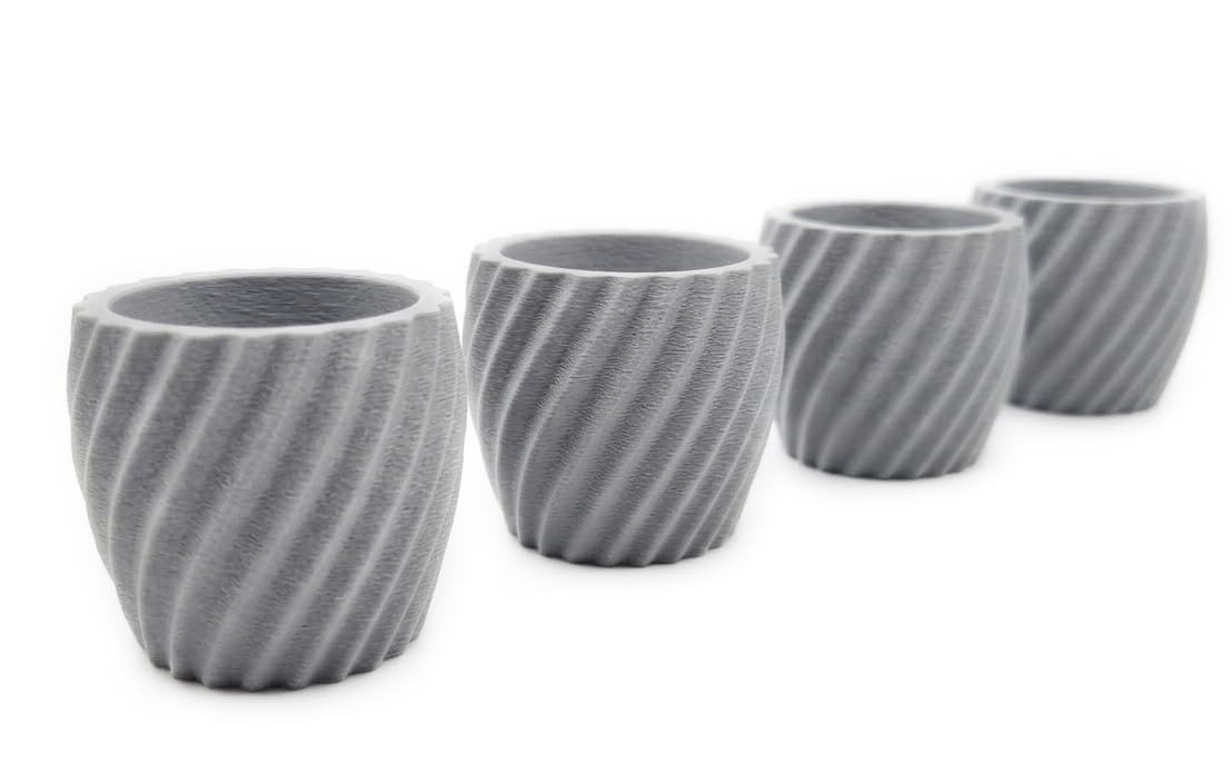 Spiral Matte Egg Cup Set of 4 – Modern Geometric Egg Holder for Soft & Hard Boiled Eggs – Shatterproof, Eco-Friendly & Made in UK – Unique Textured Breakfast Decor (Slim Stone Grey)