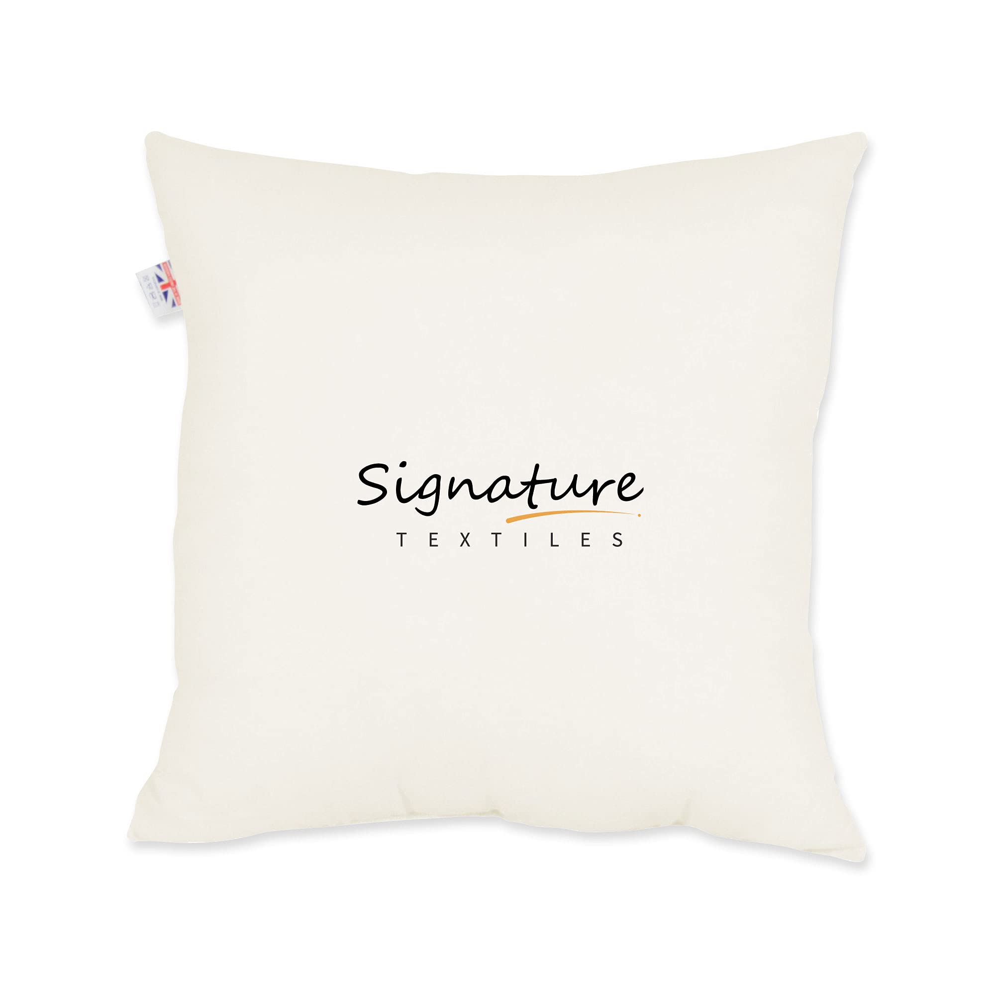 Signature Textile® Duck Feather New White Cushion Pad Inner Stuffer Pillow Insert Square 100% Cotton Down Proof Cover 24" x 24" 60cm x 60cm Pack Of 1