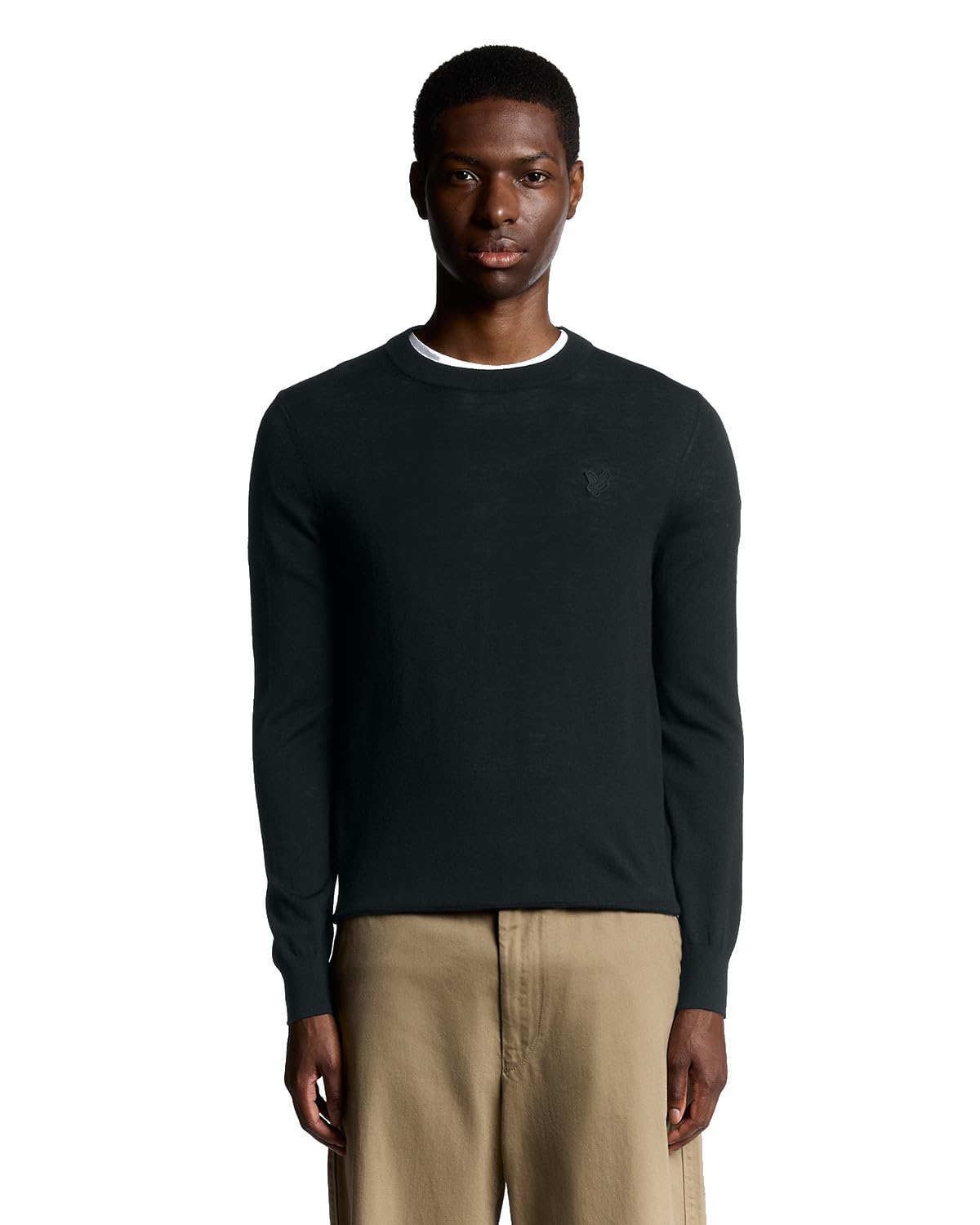Lyle & Scott Black Merino Wool Crew Neck Jumper - Jet