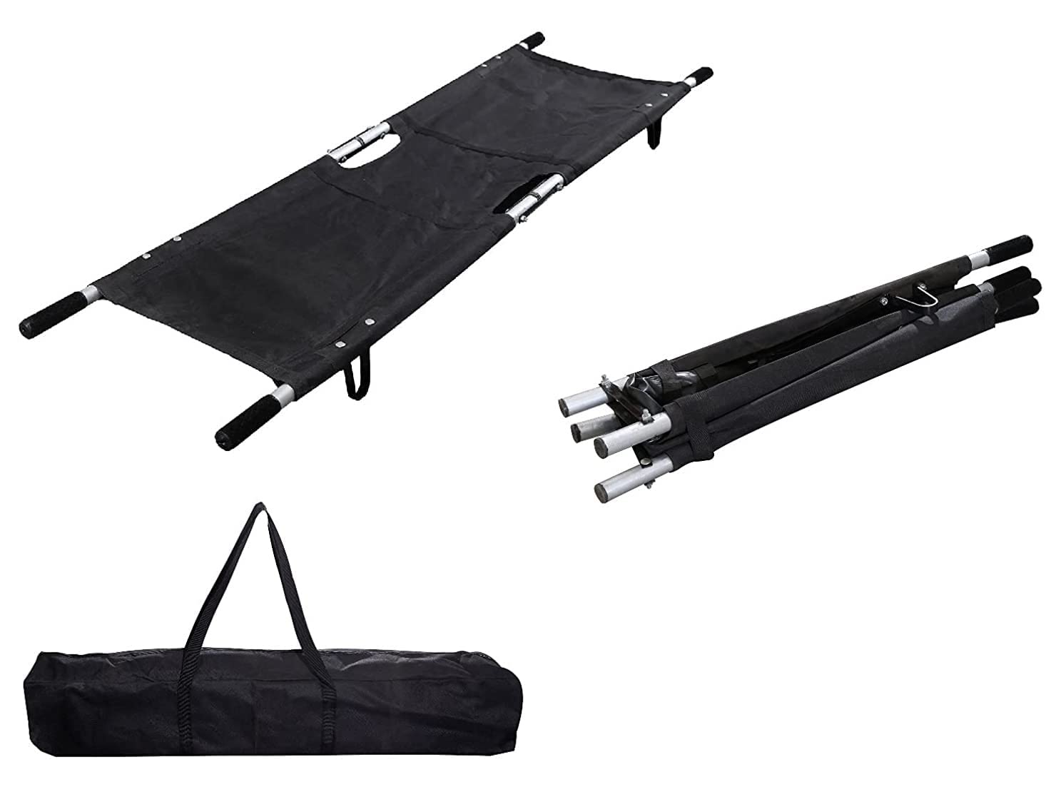 SAFETYZONE Foldable Two Fold Stretcher Aluminium for Medical Emergency with Patient Holding Strap Made In India (STRETCHER BLACK COLOR) (B0B6HVZH2T) Amazon Price History, Amazon Price Tracker