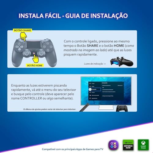 Controle Game Bluetooth para TV SAMSUNG PHILIPS TCL LG SONY Google TV Tizen Game Hub Game Pass GeFor