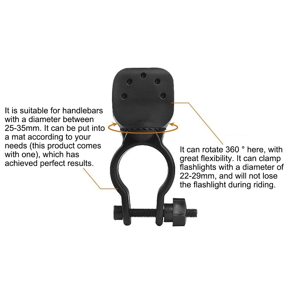 MiOYOOW Support Lampe Poche Vélo Réglable 360° - Pince Torche Vélo Robuste Pour Vélo Et Moto, Diamètre 25-40mm