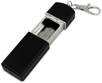 Lady's Portable Pocket Ashtray,Metal Outdoor Ashtray with Keychain for Outdoor Use,Black