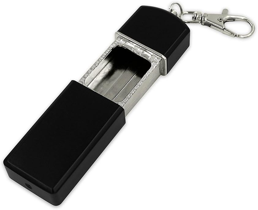 Lady's Portable Pocket Ashtray,Metal Outdoor Ashtray with Keychain for Outdoor Use,Black