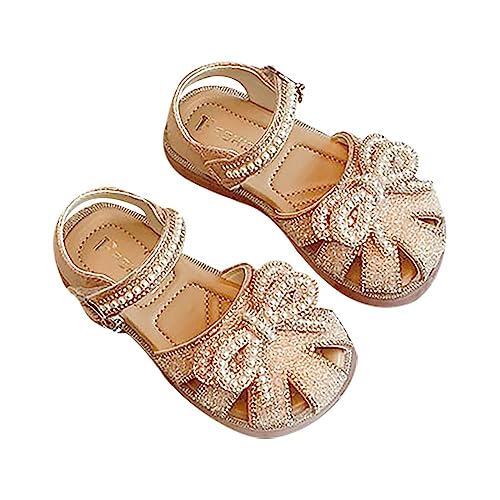 Niños 25 Niñas Cerrados Sandalias Perla Brillo Cristal Lazo Princesa Zapatos Sandalias Mujer 38, Rosa., 33.5 EU