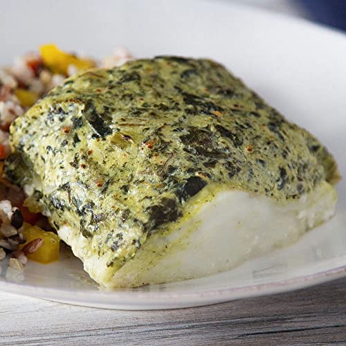 Premium Alaska Cod Florentine - Restaurant Quality Seasoned Seafood - 4 Pack, 7 oz Each - 100% Natural Seafood from Kansas City Steak Company