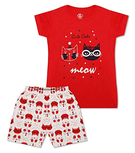 Image of MIST N FOGG Girls Half Sleeve Printed Tshirt and Shorts