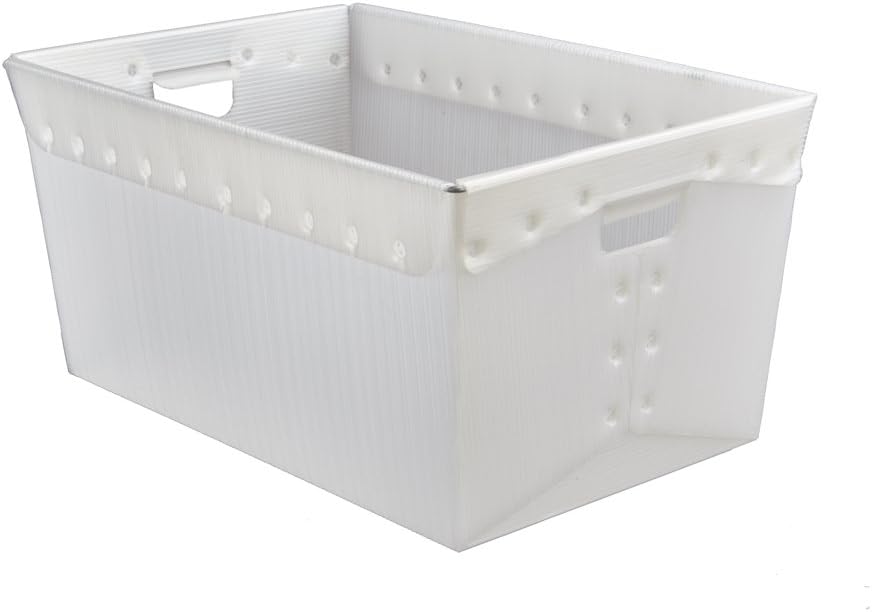 White Plastic Storage Totes and Stackable Storage Bins – Industrial Strength Containers for Organizing at the Office and Home – Holds Up To 80 Lbs –