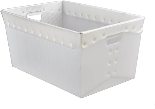 White Plastic Storage Totes and Stackable Storage Bins - Industrial Strength Containers for Organizing at the Office and Home - Holds Up To 80 Lbs -