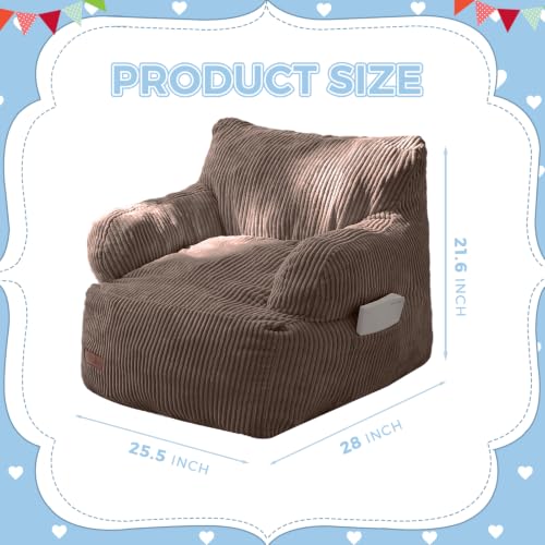 Image of MAXYOYO Kids Bean Bag Chair, Stuffed Bean Bag Sofa, Brown, Standard