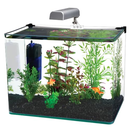 Image of PENN-PLAX Water-World Radius Desktop Nano Aquarium Kit - Come with LED Light, Internal Filter, and Mat - Perfect for Shrimp and Small Fish - 5 Gallon Tank