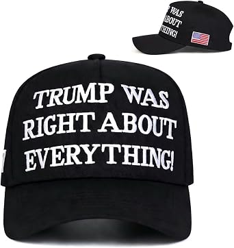 45-47 Baseball Cap Embroidered with Trump was Right About Everything and USA Flag for Mens Women, Adjustable Hat